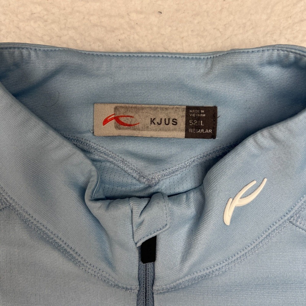 KJUS Golf Quarter Zip Performance Stretch Large Mens Blue Active Long Sleeve - Picture 3 of 12